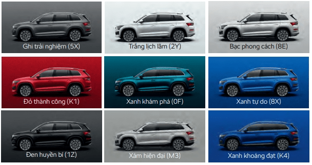 bang mau Skoda Kodiaq | Giá Lăn Bánh – Thông Số – Hình Ảnh
